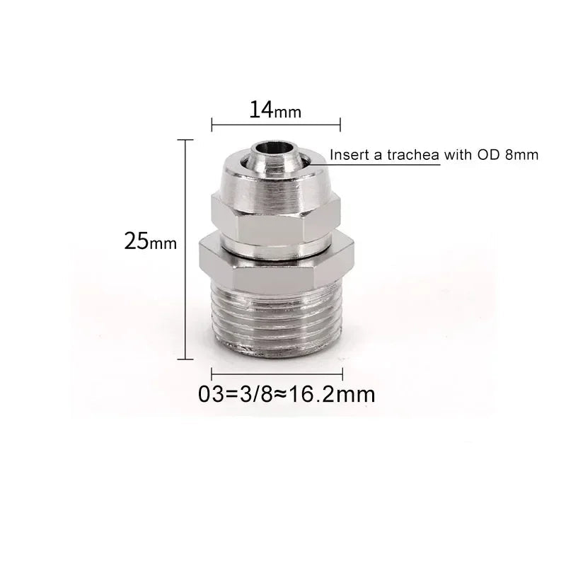 PC Pneumatic Straight Male Thread Push-In Fitting 4–12mm (M5–G1/2")