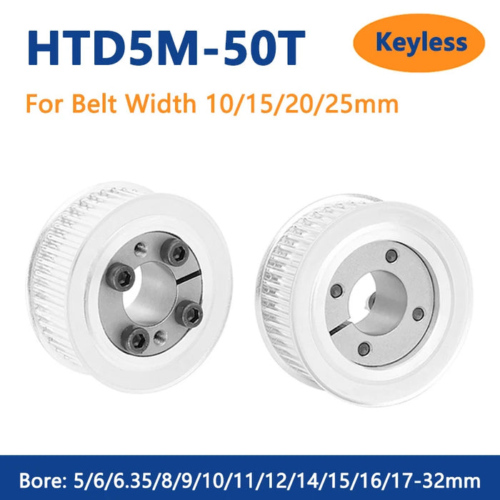 HTD 5M 50 Teeth Keyless Timing Pulley – AF Type