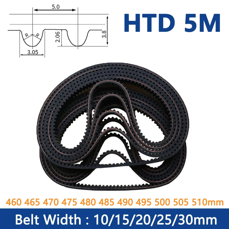 Ancho de la correa dentada HTD5M 10 15 20 25 30 mm Bucle cerrado de goma 