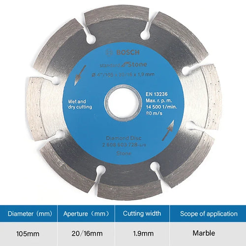 Bosch Diamant-Trennscheibe 105 mm, 1 Stück, für allgemeine Marmorplatten und Beton 