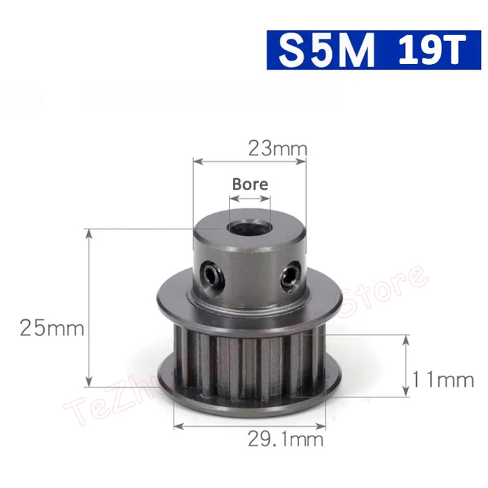 S5M Timing Pulley Synchronous Wheel (K Type) - 18, 19, and 20 Teeth - Hard Anodized