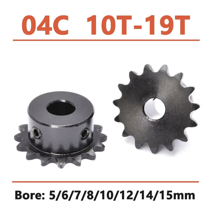 1PCS 10T-19T 04C Chain Gear Bore 5mm-15mm Industrial Sprocket Wheel