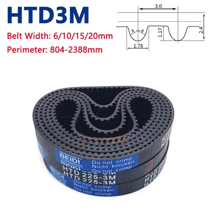 HTD3M 804 - 2388mm Timing Belt Rubber Closed Loop Synchronous Belt Arc Tooth Drive