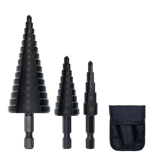 Juego de brocas escalonadas de cobalto HSS, 3 uds., 4-32mm, nitrógeno, acero de alta velocidad