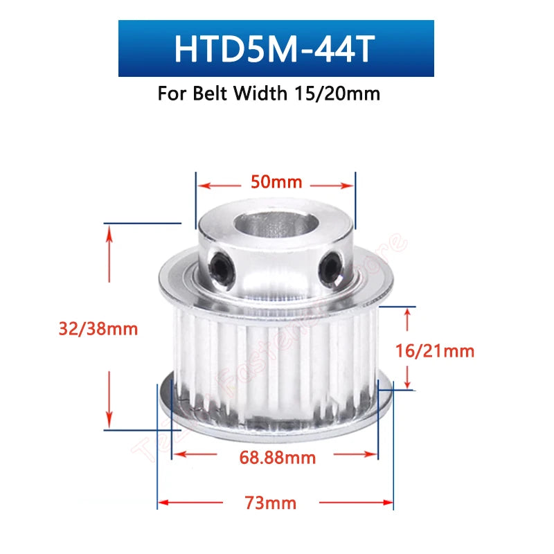 HTD5M Timing Pulley with Step – 42T/44T Synchronous Wheel