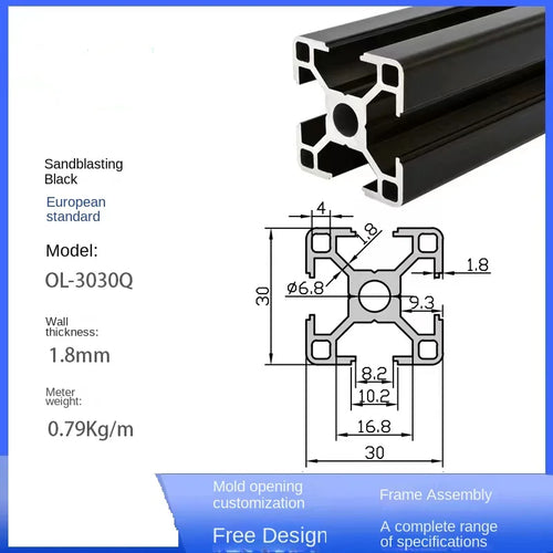 Black Modular Aluminum Profile System – Available in 20x20, 20x20N2, 20x20R, 20x40, 20x60, 30x30, 30x30N2