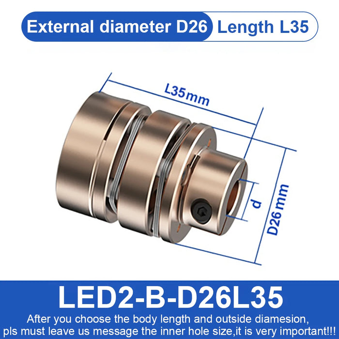 Flange Coupling  LED D26L26/35 Flexible Motor Shaft Coupler Aluminium