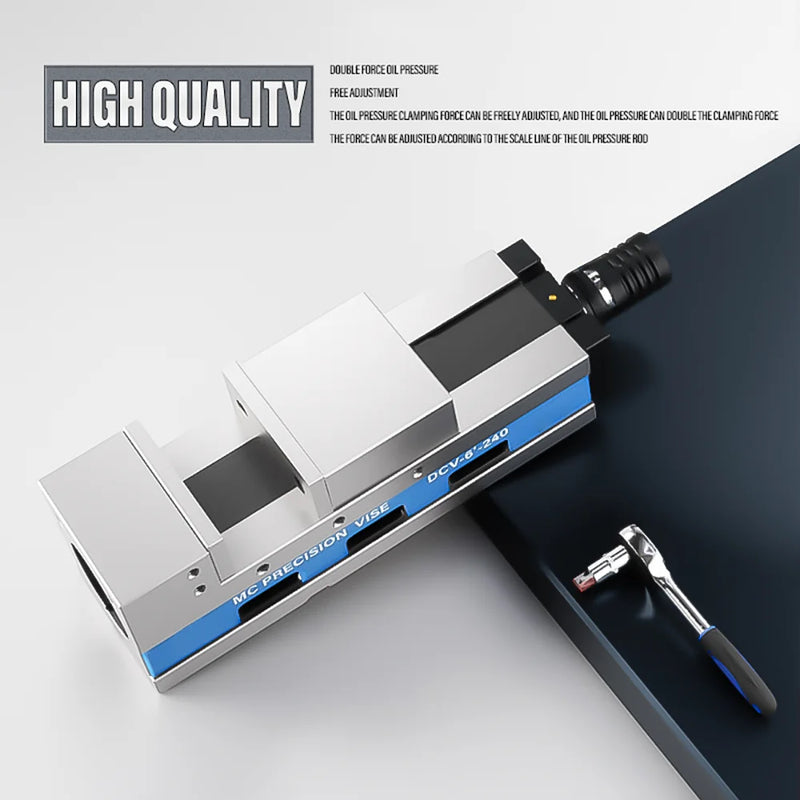 DCV Precision Hydraulic Vise 4" 5" | CNC Milling Machine Hydraulic Bench Vise Cast Iron HRC45-50