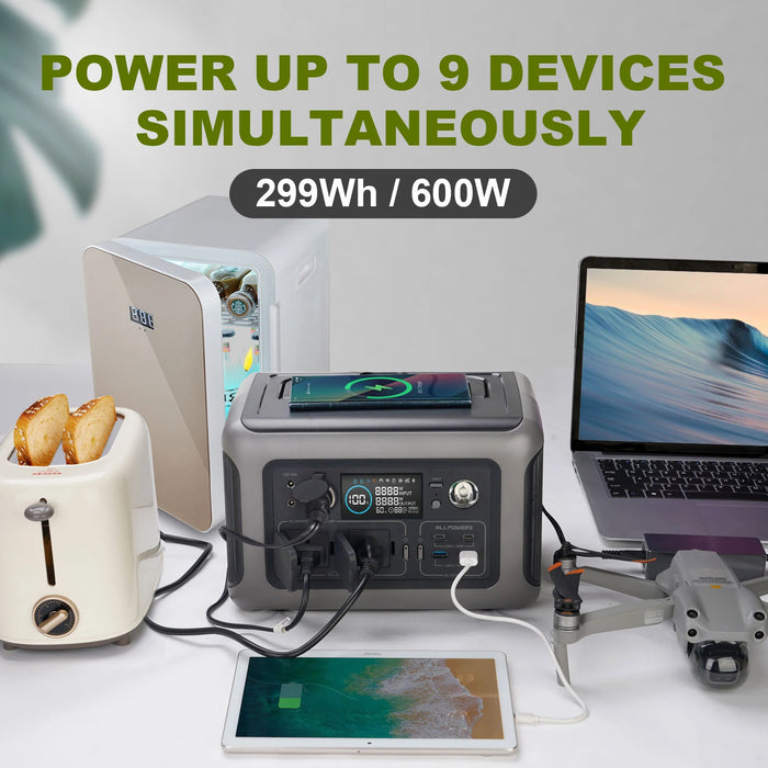 ALLPOWERS R600 Portable Power Station – 299Wh / 600W LiFePO4 Battery