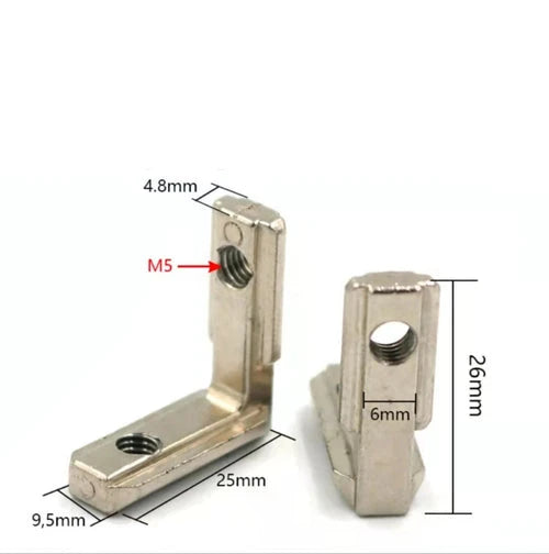 Junta de conector de esquina interior de perfil de aluminio en forma de L con ranura en T, 10 Uds.