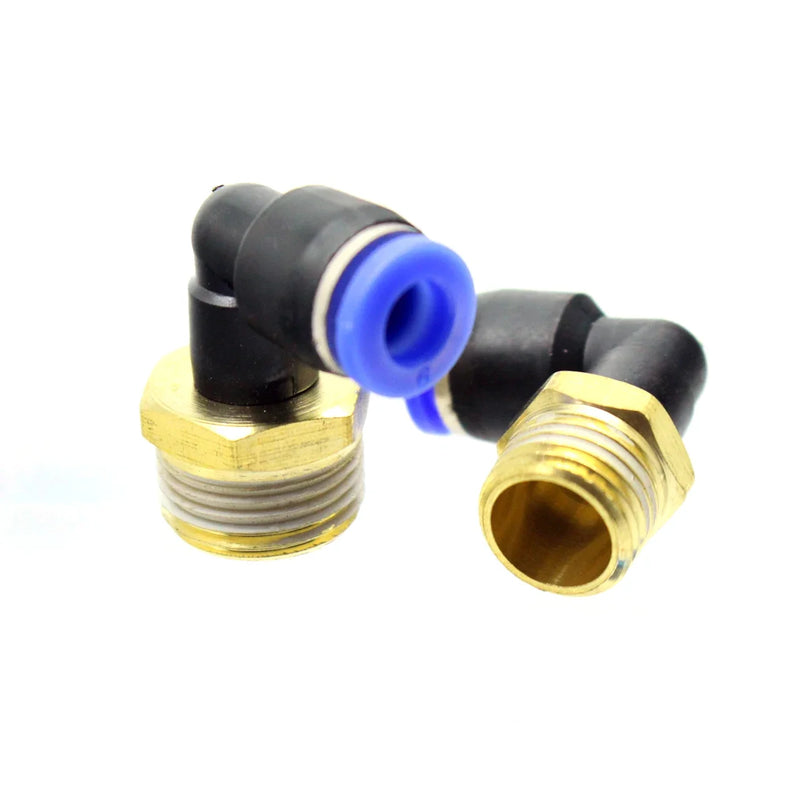 PL 90° Pneumatic Elbow Push-In Fittings – 50PCS Male Thread (M5 / 1/8" / 1/4" / 3/8" / 1/2") OD 4–12mm