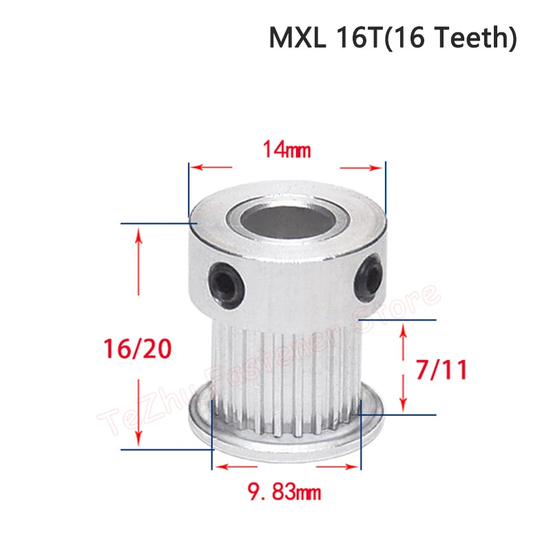 Diámetro de la polea de distribución 16T MXL 3 3.175 4 5 6 6.35 mm 16 dientes 