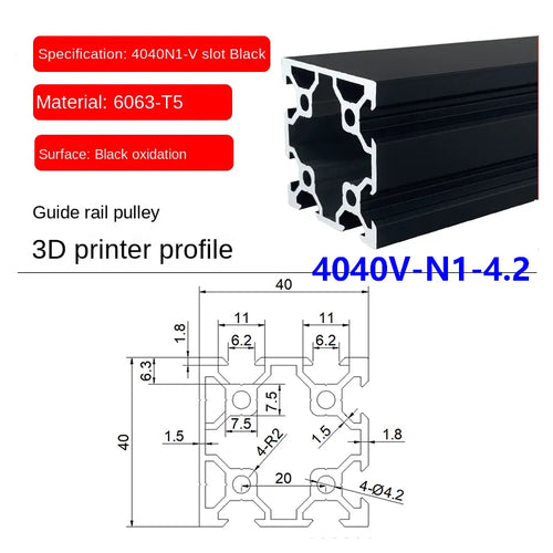 Black V-Slot Modular Aluminum Profile System – Available in 20x20, 20x40, 20x60, 20x80, 40x40, 40x80, and More