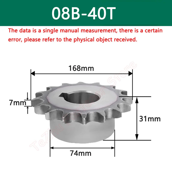 1pc 08B 40 Teeth Chain Gear 45# Steel 40T Industrial Drive Sprocket