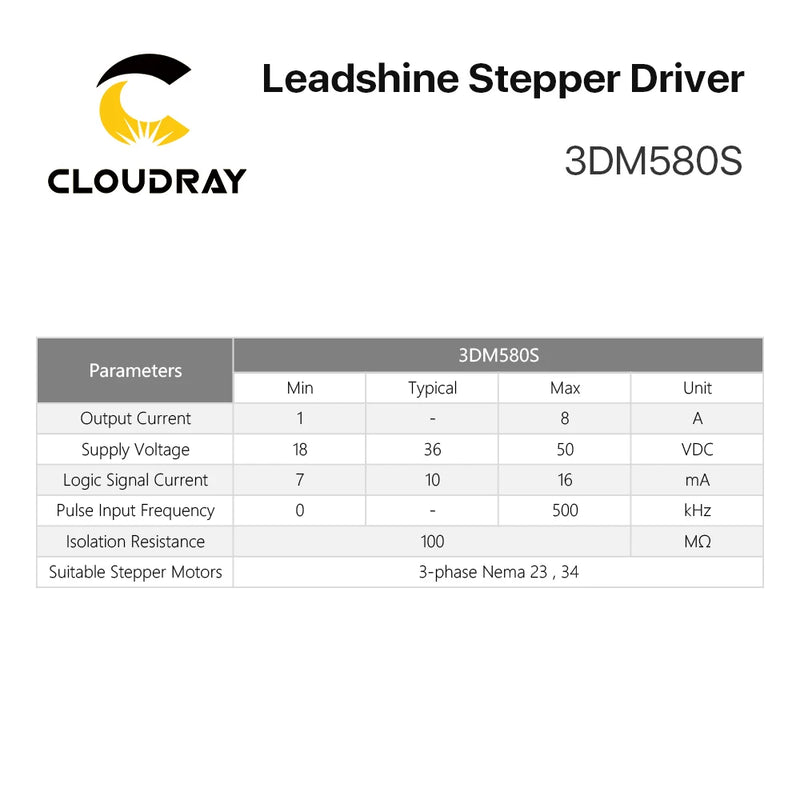 Kit de motor paso a paso trifásico Cloudray Leadshine Nema 23 0,9 Nm/1,3 Nm 