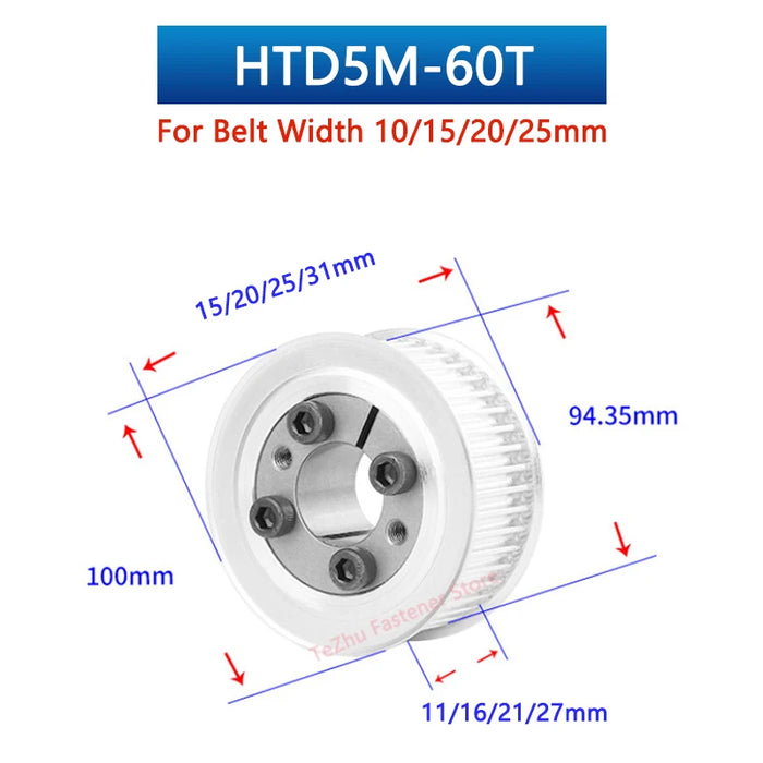 HTD 5M 60 Teeth Keyless Timing Pulley – AF Type