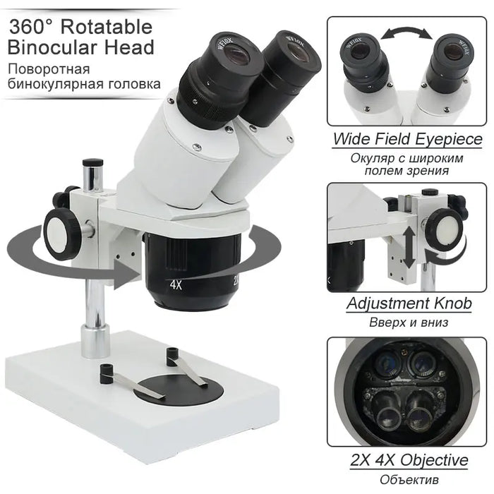 20X 40X Illuminated Industrial Stereo Microscope