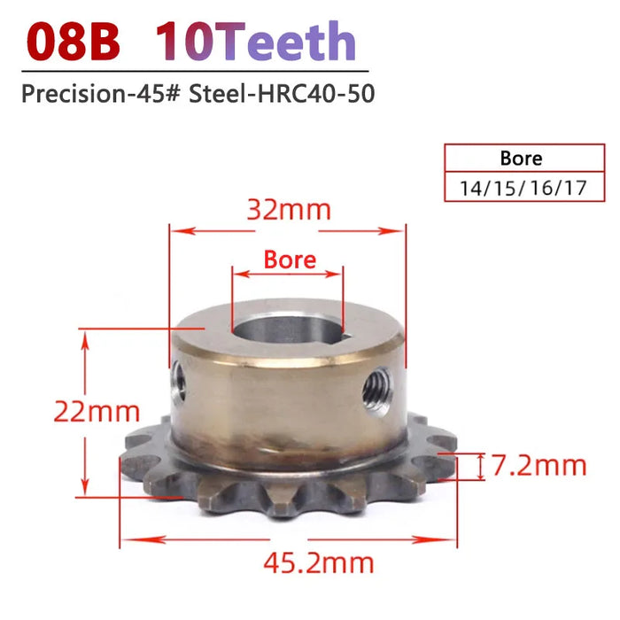 10T 08B Chain Gear 10 Teeth Precision Industrial Drive Sprocket