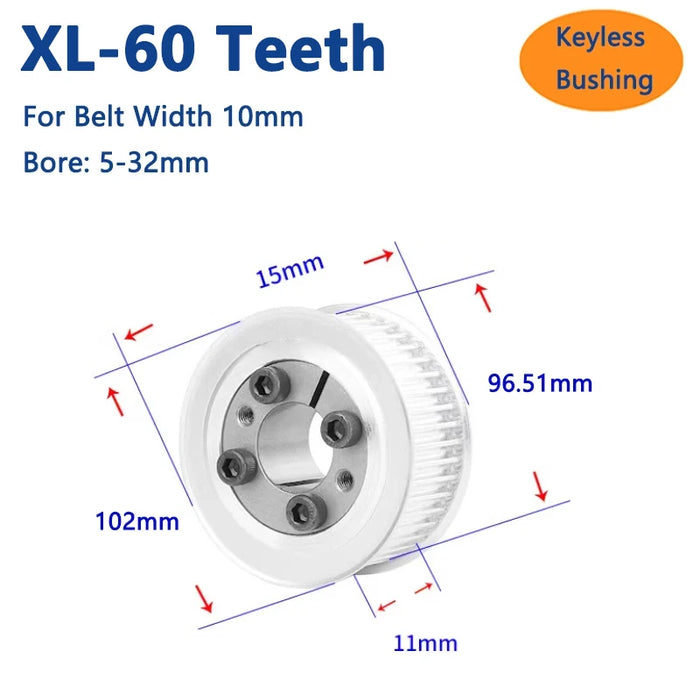 60 Teeth XL Expansion Sleeve Synchronous Wheel 60T Keyless Bushing