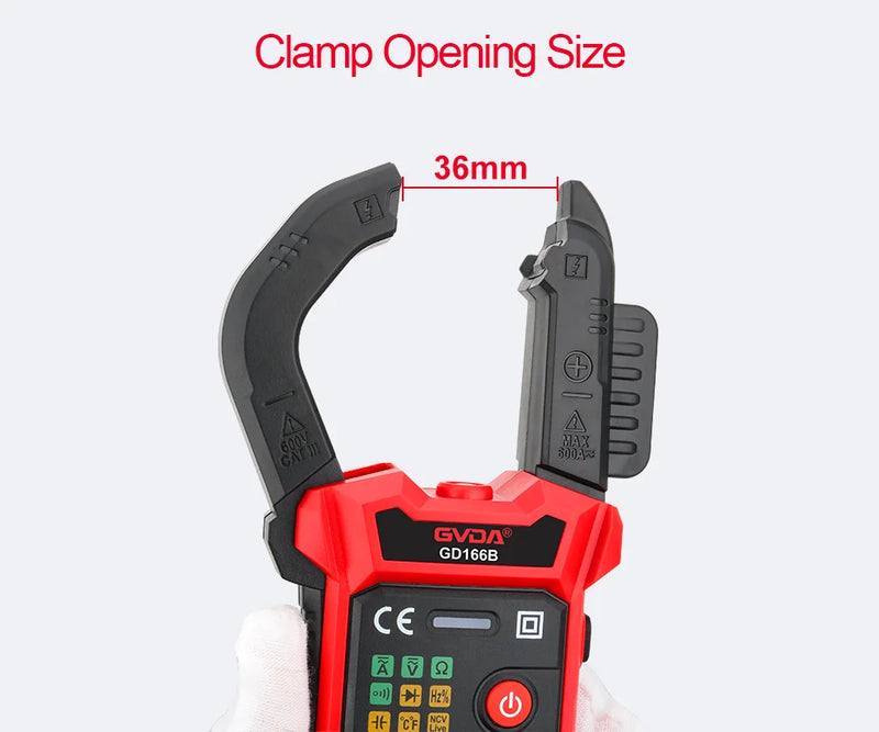 GD166B Clamp Meter – 6000 Counts True RMS, AC/DC Current 60A/600A, AC Inrush, AC/DC Voltage 600V, NCV, Frequency, Capacitance, Temperature, Live Wire