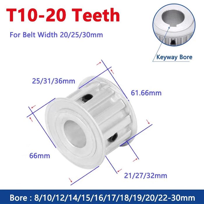 T10 Timing Pulley Synchronous Wheel – AF Type, 20 Teeth