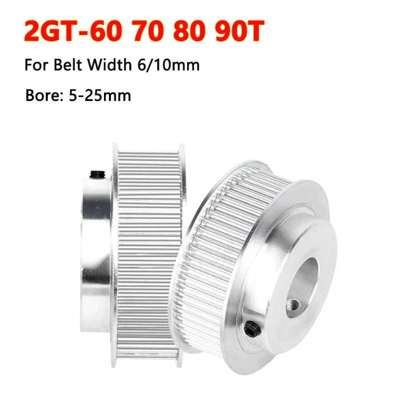 2GT 60 70 80 90 Teeth Timing Pulley Bore 5 6 6.35 8 10 12-25mm GT2