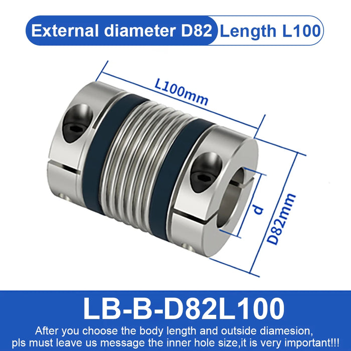 Shaft Coupling CHBG LB B D82L100 – Bellows Flexible Motor Coupler for CNC Machines