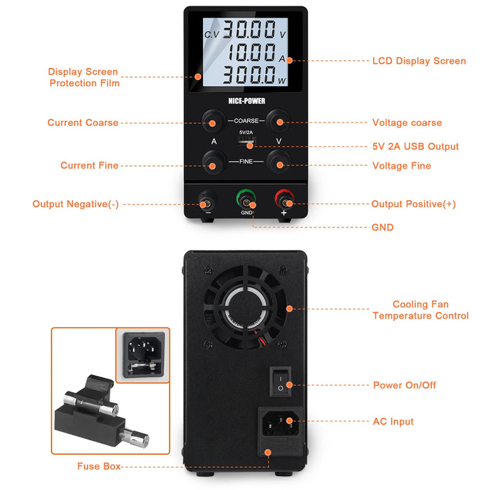 Adjustable Laboratory DC Power Supply - SPSD Series 30V/10A/5A