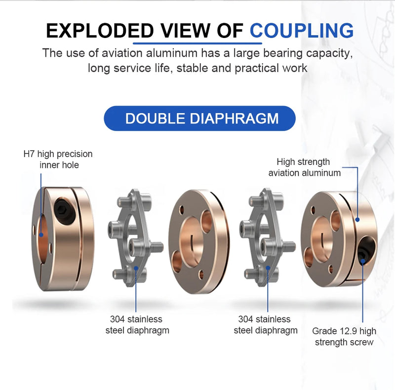 D26L35 4-14mm Shaft Double Disc Coupler High Precision