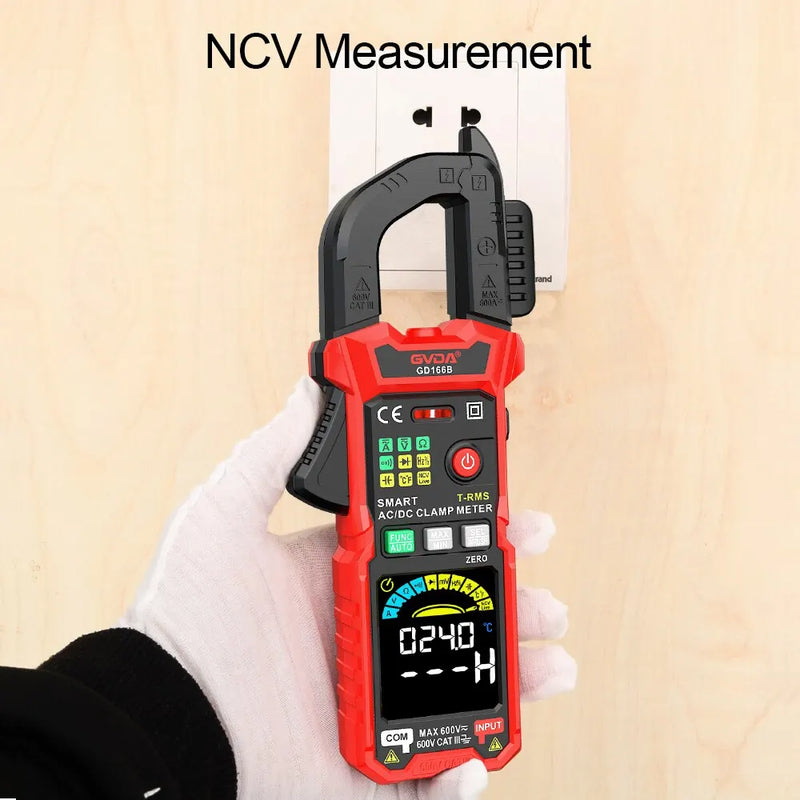 GD166B Clamp Meter – 6000 Counts True RMS, AC/DC Current 60A/600A, AC Inrush, AC/DC Voltage 600V, NCV, Frequency, Capacitance, Temperature, Live Wire
