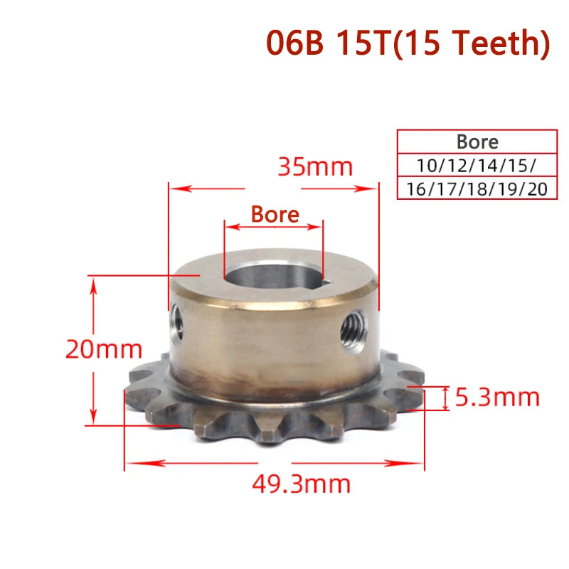1 rueda dentada de accionamiento Industrial de precisión 14T-16T 06B 14 15 16 