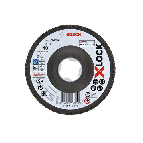 Disco de corte abrasivo Bosch X-Lock Metal de acero inoxidable con ángulo de 125 mm 