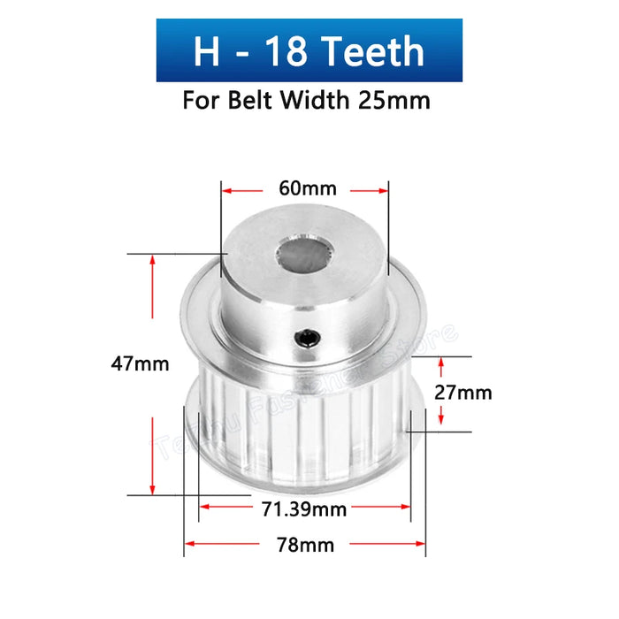 12T-18T H Timing Pulley – Synchronous Wheel with Aluminum Alloy and Galvanized Iron Flange