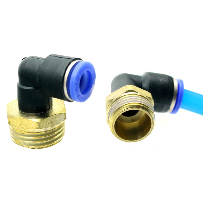 PL 90° Pneumatic Elbow Push-In Fittings – 50PCS Male Thread (M5 / 1/8" / 1/4" / 3/8" / 1/2") OD 4–12mm