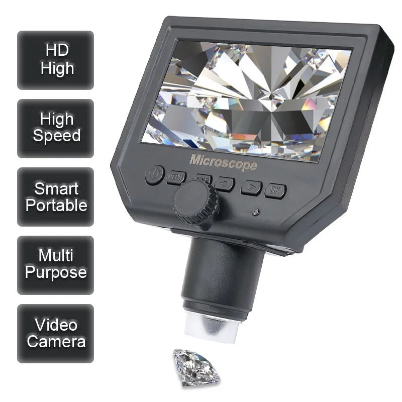 Microscopio digital 600X 4,3 pulgadas de vídeo electrónico portátil 1080P 