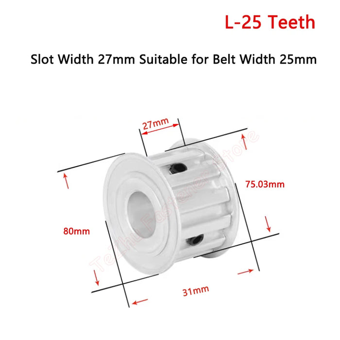 25 Teeth L Timing Pulley, Aluminum Alloy Synchronous Wheel, 9.525mm Pitch