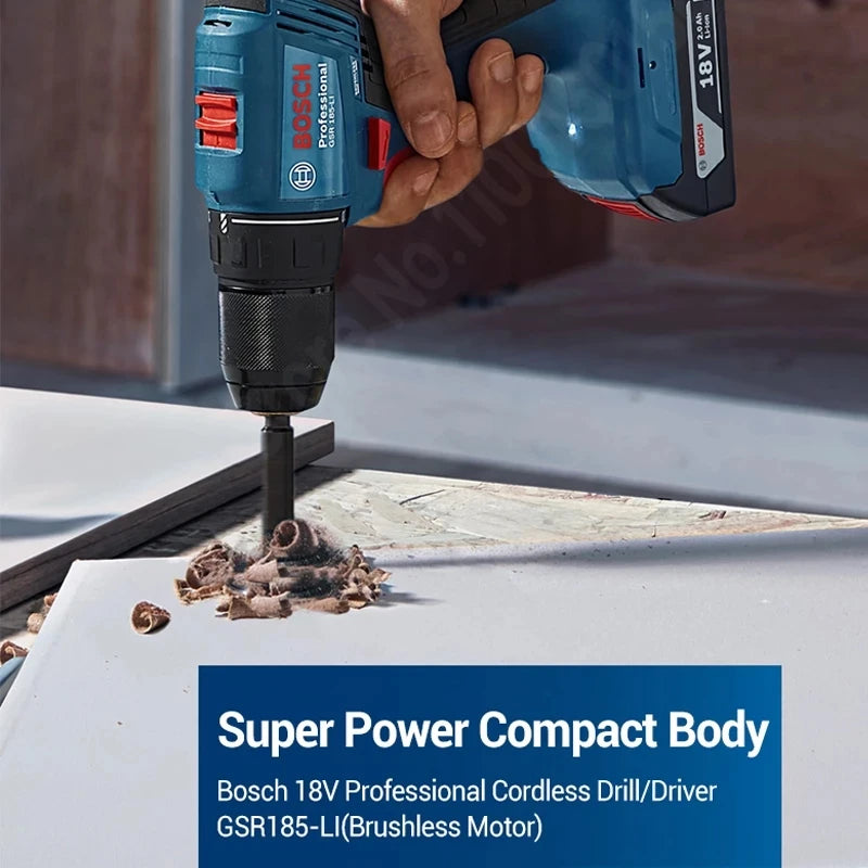 Bosch 18V Brushless Cordless Drill Driver GSR 185-Li (Electric Screwdriver)