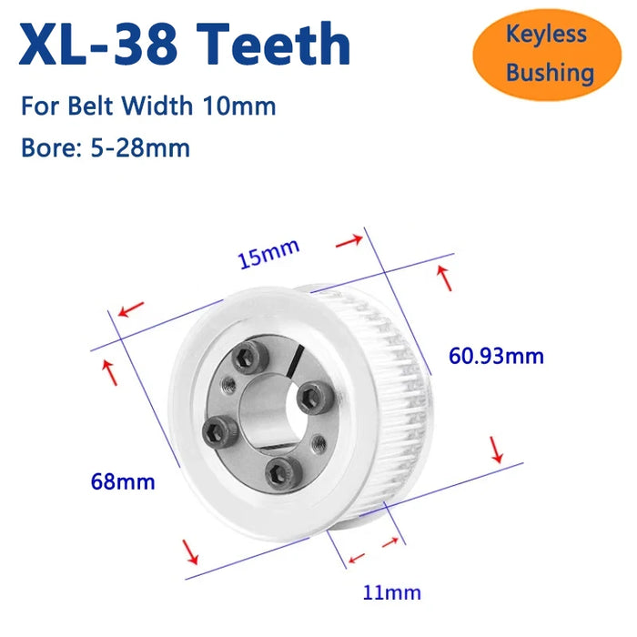 38 Zähne XL-Erweiterungshülse Synchronrad 38T Keyless Bushing 