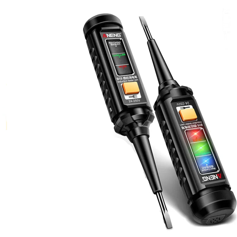 B15 Induction Voltage Tester Pen – 24–250V AC Detection, Sound & Light Alarm, Flashlight, Continuity and Wire Break Finde