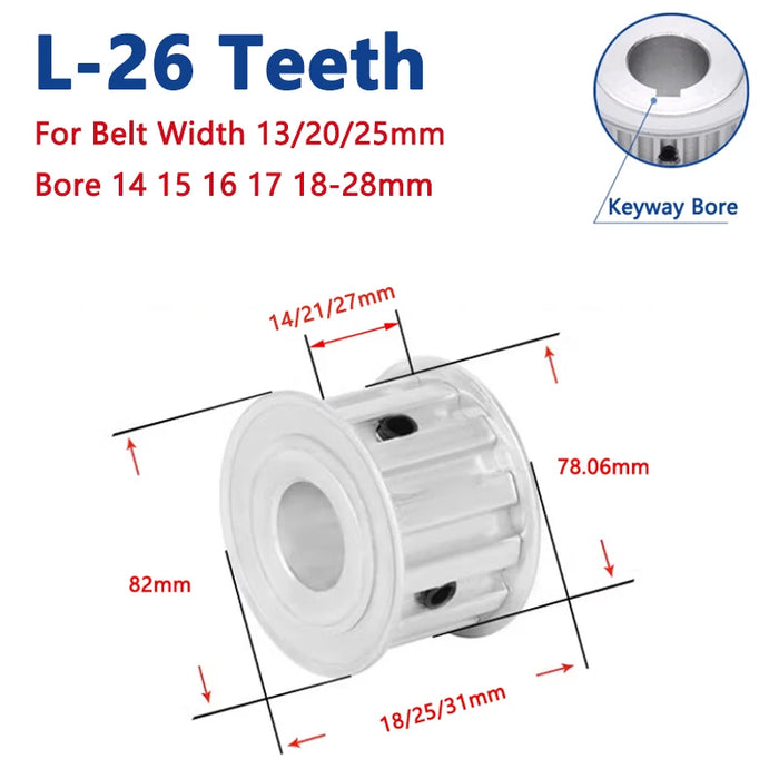 26 Zähne L Zahnriemenscheibe 26T Aluminium Synchronrad für Riemen 