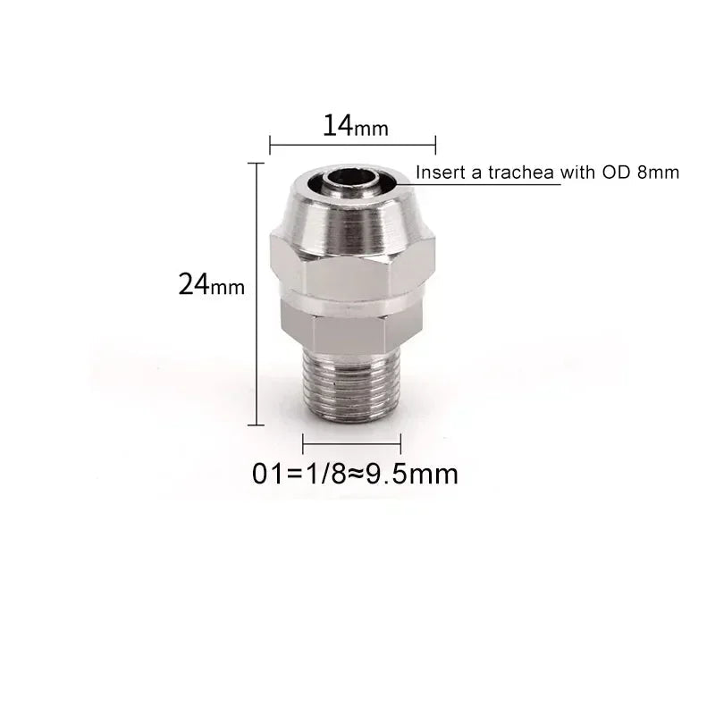 PC Pneumatic Straight Male Thread Push-In Fitting 4–12mm (M5–G1/2")