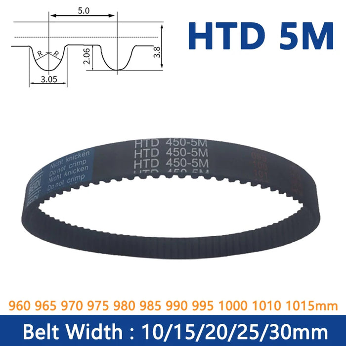 HTD 5M Timing Belt Rubber Closed Loop Synchronous Belt – Perimeter: 960-1015 mm