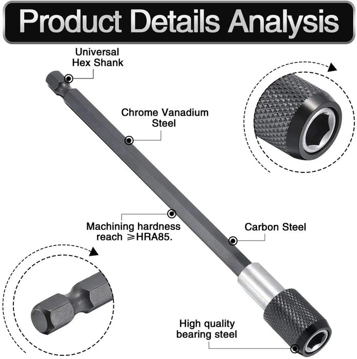 1/4 Inch Hex Shank Quick Release Electric Drill Magnetic Screwdriver Holder - 3-Piece Set