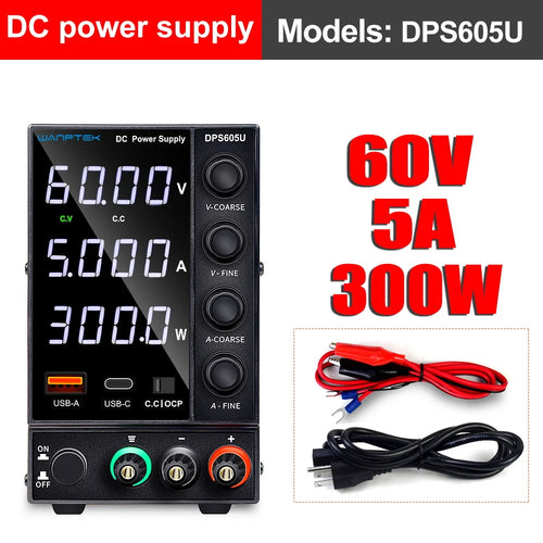 Adjustable DC Power Supply 4-Digit Lab Bench Power Source 30V/60V, 5A/10A