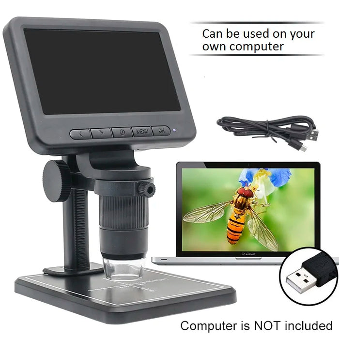 1000X Electronic USB Digital Microscope with 5-Inch LCD Display, WiFi, and Zoom - Portable for PCB Inspection and Watch Repair