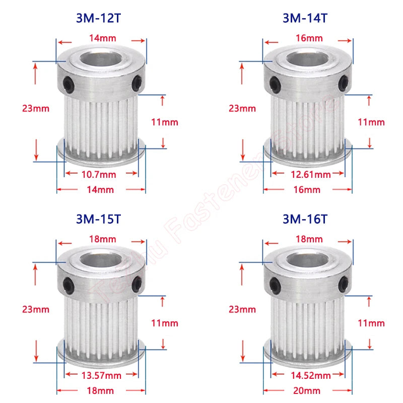HTD3M Belt Width 10mm 12T-20T Timing Pulley