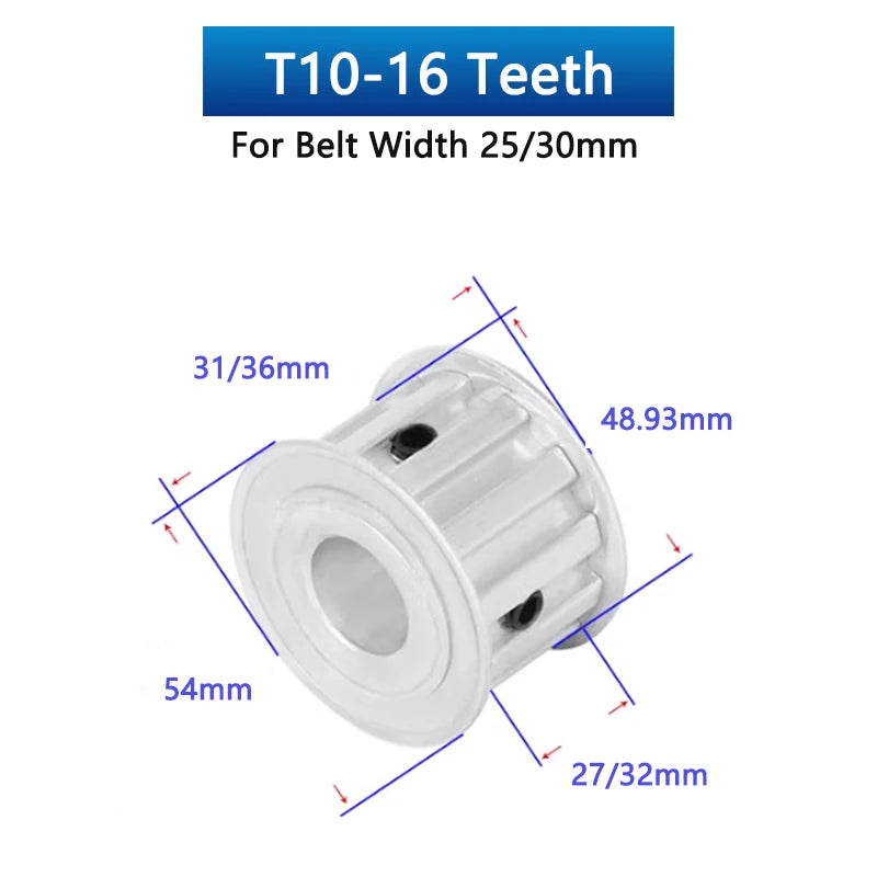 Polea de distribución T10 de 16 dientes, rueda síncrona de aluminio 16T para 
