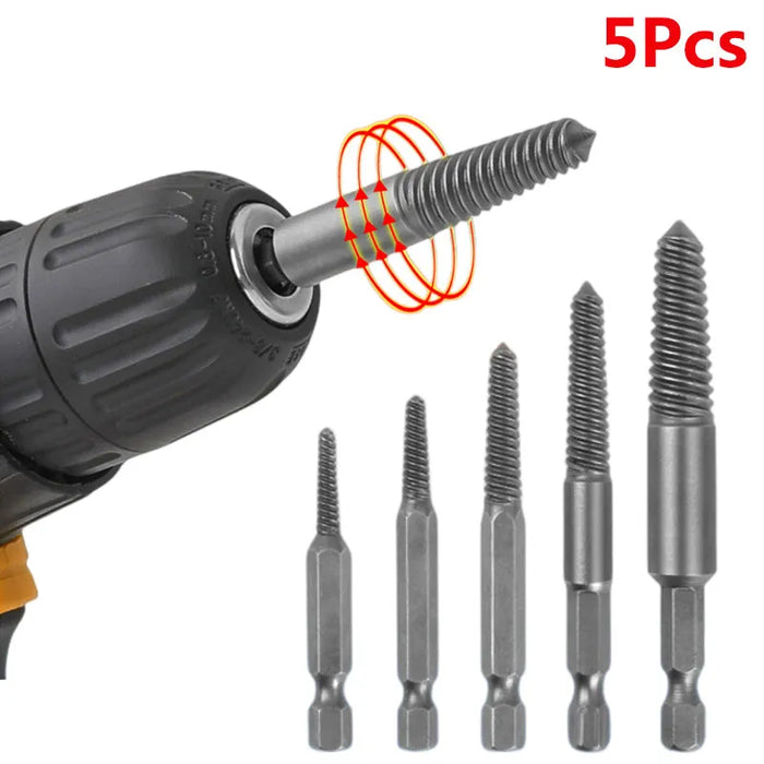 5pcs Screw Extractor Center Drill Bits Guide Set Broken Damaged Bolt