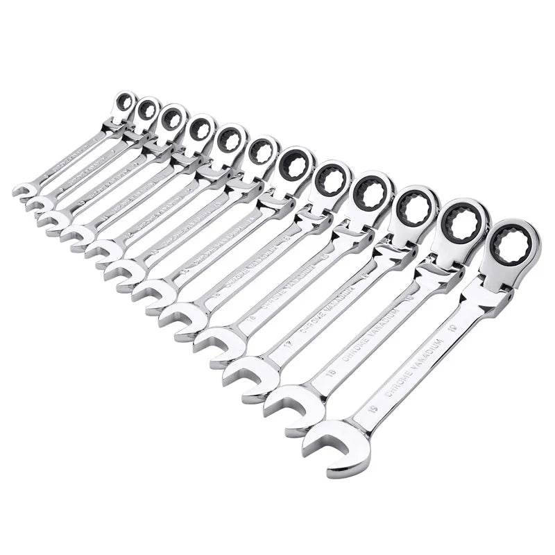 Combination Ratcheting Wrench Set with Flexible Head