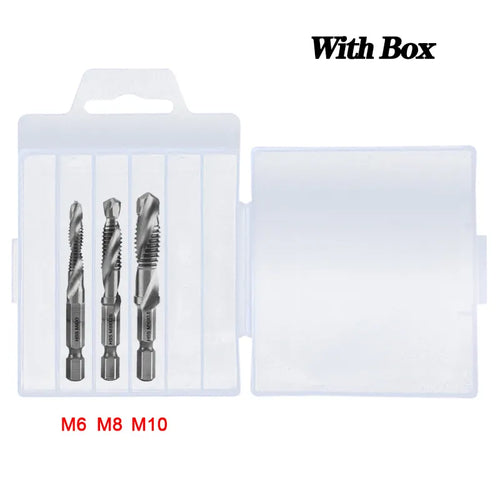 Juego de brocas para grifo, vástago hexagonal, rosca de tornillo HSS chapada en titanio, 1/6 Uds. 